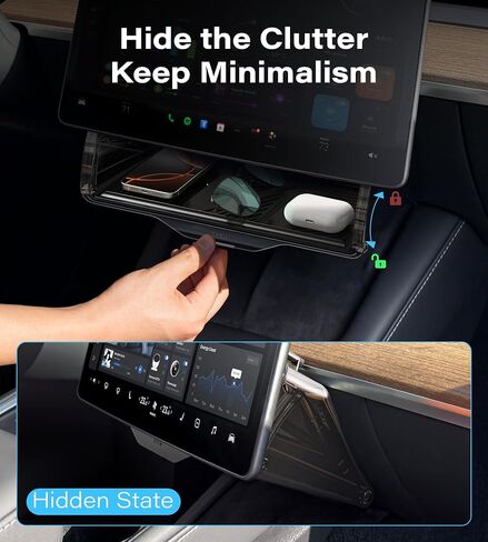 Under Screen Storage Model Y Model 3, Hiddenable Privacy Storage for Model Y Center Console Organizer Model 3, Closeable Compatible with Model Y Model 3 Accessories 2024 in Kuwait