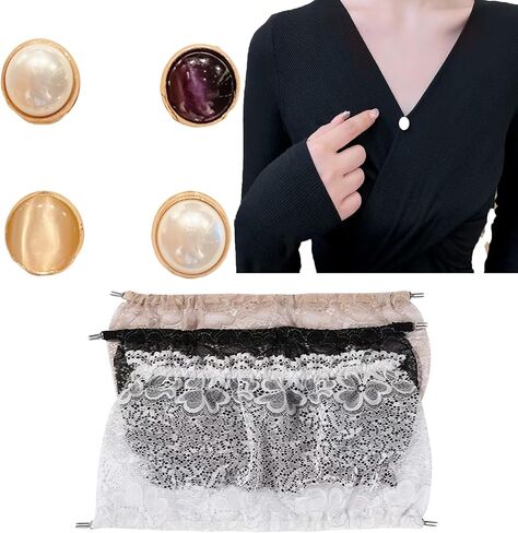 7Pcs Lace Cleavage Cover Up for Low Neckline,Modesty Panel for Women,Clip On Mock Camisole Snap to Bra Insert in Saudi Arabia