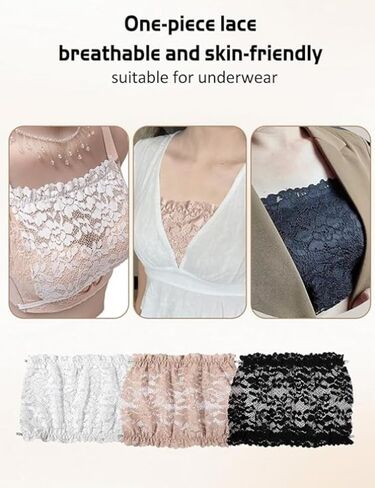 7Pcs Lace Cleavage Cover Up for Low Neckline,Modesty Panel for Women,Clip On Mock Camisole Snap to Bra Insert in Saudi Arabia