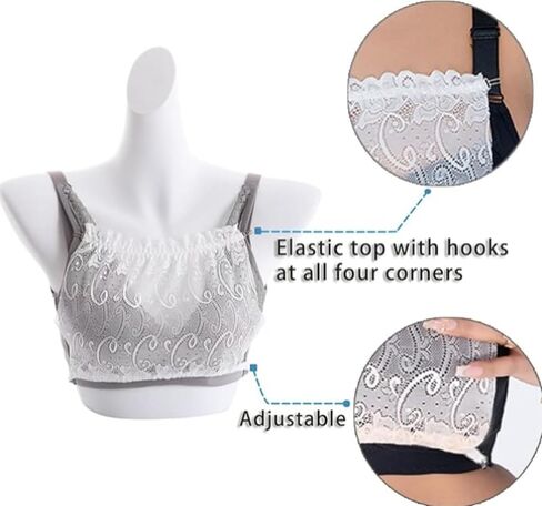 7Pcs Lace Cleavage Cover Up for Low Neckline,Modesty Panel for Women,Clip On Mock Camisole Snap to Bra Insert in Saudi Arabia