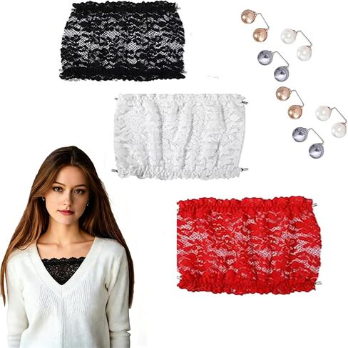Lace Wearable for Women Mock Camisole Bra Insert Overlay Modesty Panel Vest Bralette lace Cleavage Cover in Saudi Arabia