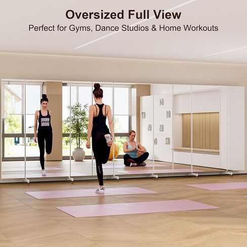 brisafe 67"x55" Folding Mirror with Wheels, 3-Panel Full Length Wall Mirror, Space-Saving Design, Shatterproof Nano Material, Portable Floor Mirror for Gym, Dance Studio, Home, Commercial Use, Silver in Saudi Arabia