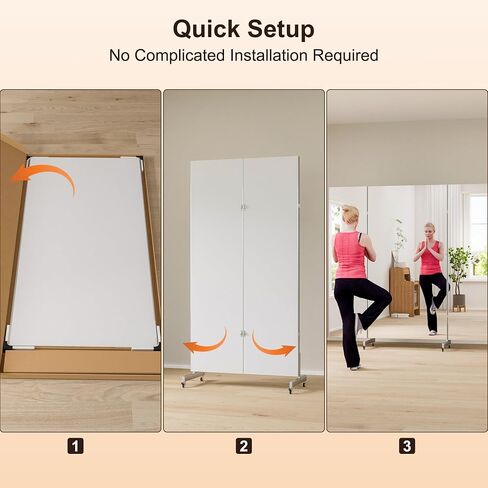brisafe 67"x55" Folding Mirror with Wheels, 3-Panel Full Length Wall Mirror, Space-Saving Design, Shatterproof Nano Material, Portable Floor Mirror for Gym, Dance Studio, Home, Commercial Use, Silver in Saudi Arabia