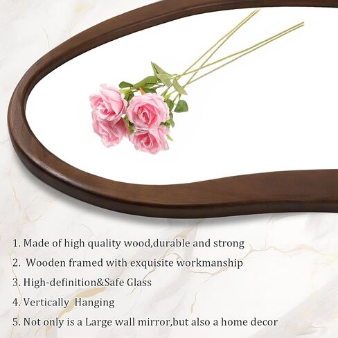 AAZZKANG Full Length Mirror with Retro Wood Framed Irregular Floor Mirrors Large 71"x32" Asymmetrical for Bedroom Living Room Entryway Dressing Room Wall Mounted in Kuwait