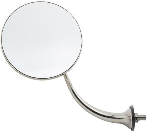 Speedway Motors Swan Neck Passenger Side Door Mirror 4 Inch Stainless Steel, Bolt On Rear View Mirror with 5-1/2 Inch Arm, 5/16-18 Mount Stud, Rubber Pad, Street Rod Universal Fit in Saudi Arabia