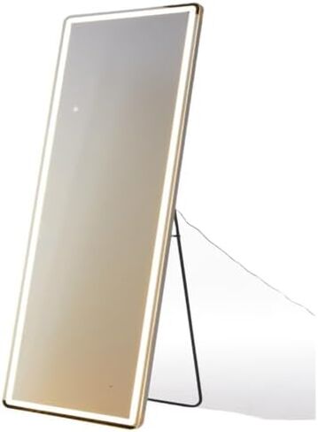 LED Full Length Mirror, 64"x21" Lighted Floor Mirror with Stand, 3-Color Dimmable Lighting, Wall Mounted Full Body Vanity Mirror for Bedroom, Dressing Room, Home Décor in Saudi Arabia