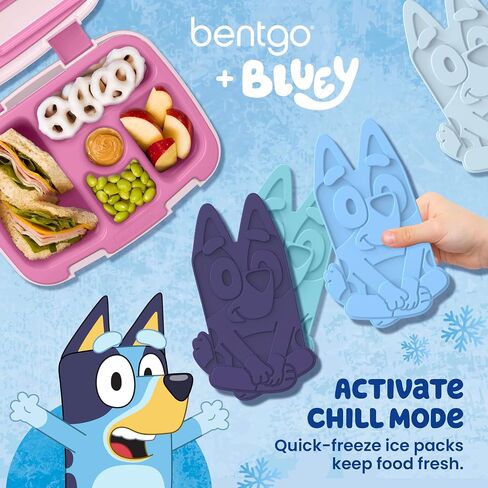 عبوات ثلج Bentgo + BLUEY قابلة لإعادة الاستخدام - عبوات ثلج رفيعة سريعة التجميد لصناديق الغداء وحقائب الغداء والمبردات - عبوات متعددة الألوان من 4 قطع (أزرق) in Kuwait