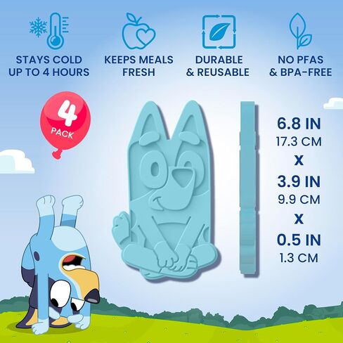 عبوات ثلج Bentgo + BLUEY قابلة لإعادة الاستخدام - عبوات ثلج رفيعة سريعة التجميد لصناديق الغداء وحقائب الغداء والمبردات - عبوات متعددة الألوان من 4 قطع (أزرق) in Kuwait