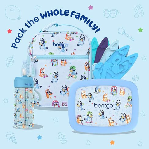 عبوات ثلج Bentgo + BLUEY قابلة لإعادة الاستخدام - عبوات ثلج رفيعة سريعة التجميد لصناديق الغداء وحقائب الغداء والمبردات - عبوات متعددة الألوان من 4 قطع (أزرق) in Kuwait