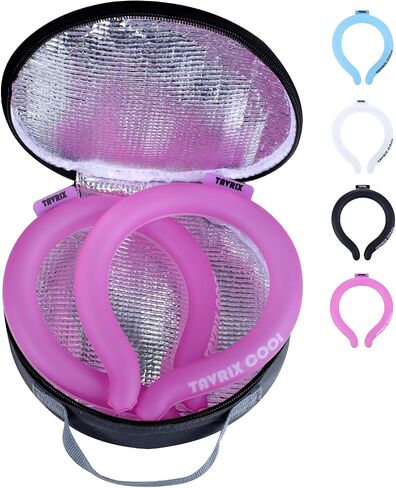 2Pack Neck Cooling Tubes with Insulated Cooler Bag - Reusable Ice Neck Cooler for Hot Weather, Hands Free Cooling Ring, Chill Relief for Men & Women, Outdoor, Indoor, Sports, Travel (2Blue, M) in Saudi Arabia