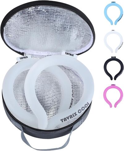 2Pack Neck Cooling Tubes with Insulated Cooler Bag - Reusable Ice Neck Cooler for Hot Weather, Hands Free Cooling Ring, Chill Relief for Men & Women, Outdoor, Indoor, Sports, Travel (2Blue, M) in Kuwait