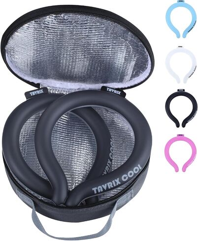 2Pack Neck Cooling Tubes with Insulated Cooler Bag - Reusable Ice Neck Cooler for Hot Weather, Hands Free Cooling Ring, Chill Relief for Men & Women, Outdoor, Indoor, Sports, Travel (2Blue, M) in Kuwait