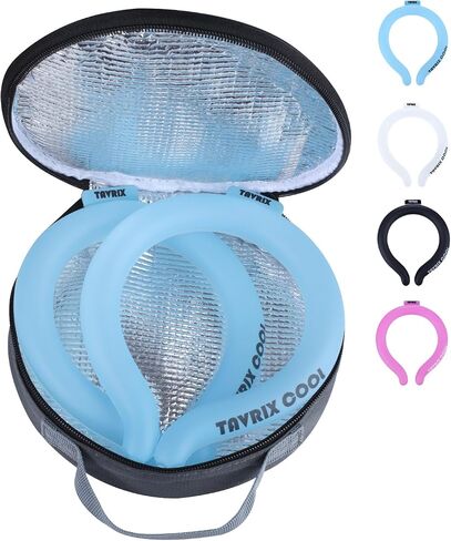 2Pack Neck Cooling Tubes with Insulated Cooler Bag - Reusable Ice Neck Cooler for Hot Weather, Hands Free Cooling Ring, Chill Relief for Men & Women, Outdoor, Indoor, Sports, Travel (2Blue, M) in Kuwait