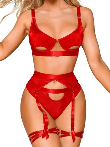 ملابس داخلية Kaei&Shi Strappy Garter، حمالة صدر بيكابو ومجموعة ثونج، ملابس مثيرة للنساء في ليلة موعد الليل in Kuwait