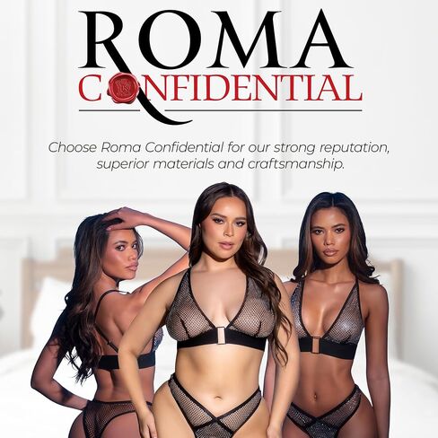 Sexy Lingerie For Women Roma Luxe Mirage 2 Piece Bralette and Panty Set Rhinestone Lingerie Bra & Thong in Fishnet Lace in Saudi Arabia