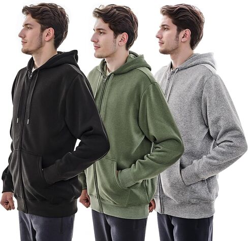WHITE PEAK TRADING COMPANY 3 Pack Mens Fleece Zipper Hoodie Long Sleeve Lightweight Athletic Workout Sweatshirt for Men in Saudi Arabia