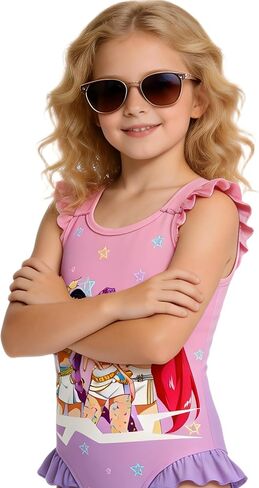Girls Kpop Swimsuits Trendy One-Piece Swimsuit Ruffles Beach Swimwear 4-12Y in Saudi Arabia