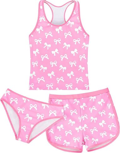 Girls Swimsuit Tankini Sets with Swim Shorts 3 Piece Bathing Suits for Girls Kid Summer Beach Swimwear 7-12 Years in Saudi Arabia