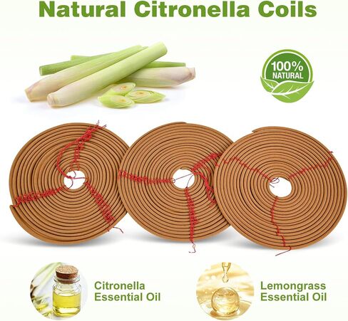 Hanging Citronella Incense Coil Outdoor - Long Lasting 36 Hours Burn Time - Citronella Coils for Patio, Backyard and Camping Lighting,5 Pack (7") in Saudi Arabia