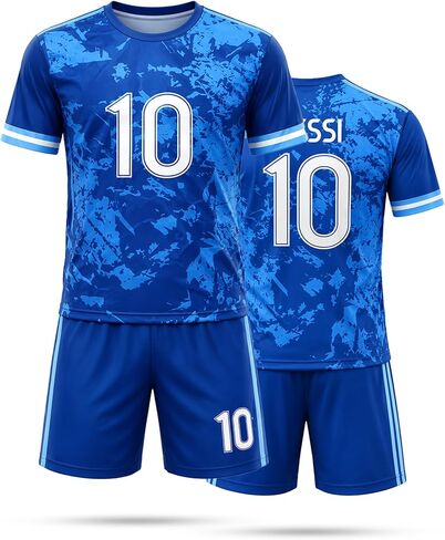 Kids Soccer Jersey and Shorts Set, Youth Football Kit Outfit, Breathable Polyester Sports Uniform for Training, Match Day, Outdoor Play & Casual Wear in Kuwait