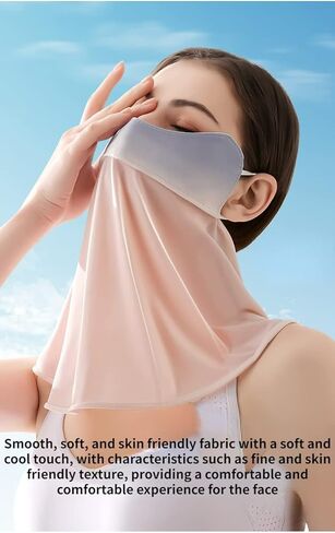 ISOLAY UPF 50+ Unisex Breathable Cooling Face Cover UV Protection Thin Three-Dimensional Eye Protection Ice Silk (Hooded Short Dark Gray,US,Alpha,Medium,Regular,Regular) in Saudi Arabia