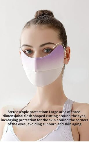 ISOLAY UPF 50+ Unisex Breathable Cooling Face Cover UV Protection Thin Three-Dimensional Eye Protection Ice Silk (Hooded Short Dark Gray,US,Alpha,Medium,Regular,Regular) in Saudi Arabia