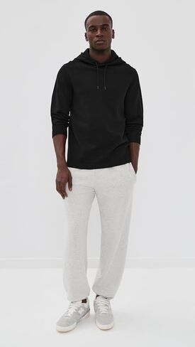 REIGNING CHAMP Men's Lightweight Waffle Standard Hoodie, Black, L in Kuwait