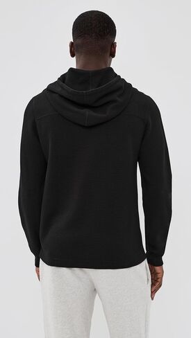 REIGNING CHAMP Men's Lightweight Waffle Standard Hoodie, Black, L in Kuwait