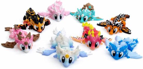 مجموعة Mini Flexi Dragons مكونة من 8 مجسمات مفصلية قابلة لاتخاذ الوضعيات، ألوان خيالية متنوعة in Kuwait