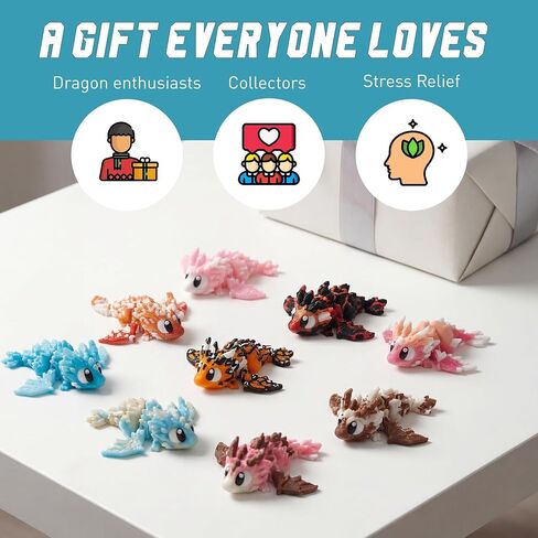 مجموعة Mini Flexi Dragons مكونة من 8 مجسمات مفصلية قابلة لاتخاذ الوضعيات، ألوان خيالية متنوعة in Kuwait