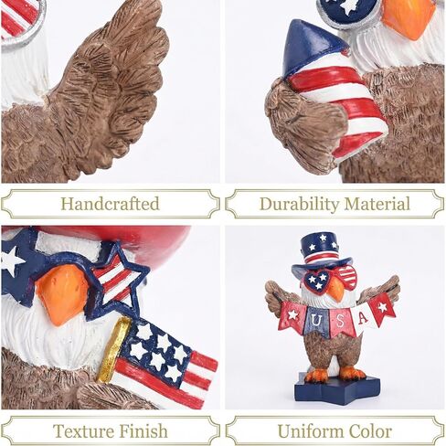 Valery Madelyn 4th of July Decorations Memorial Day Bald Eagle Decor, 3Pcs USA Eagle Statue Red White and Blue Decorations, Patriotic Independence Day USA 250th Anniversary Americana Home Decor 3" in Kuwait