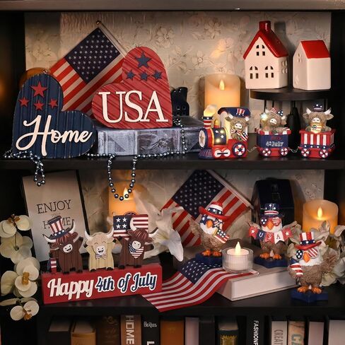 Valery Madelyn 4th of July Decorations Memorial Day Bald Eagle Decor, 3Pcs USA Eagle Statue Red White and Blue Decorations, Patriotic Independence Day USA 250th Anniversary Americana Home Decor 3" in Kuwait