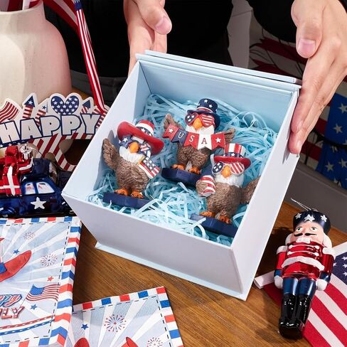 Valery Madelyn 4th of July Decorations Memorial Day Bald Eagle Decor, 3Pcs USA Eagle Statue Red White and Blue Decorations, Patriotic Independence Day USA 250th Anniversary Americana Home Decor 3" in Kuwait