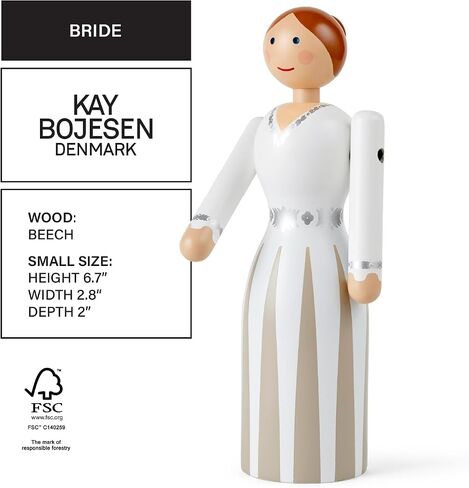 Kay Bojesen Bride Wooden Figurine | Painted FSC Beech | 6.7 in in Saudi Arabia