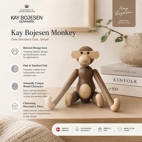 Kay Bojesen Monkey Figurine Small | FSC Smoked Oak | 7.25 in in Saudi Arabia