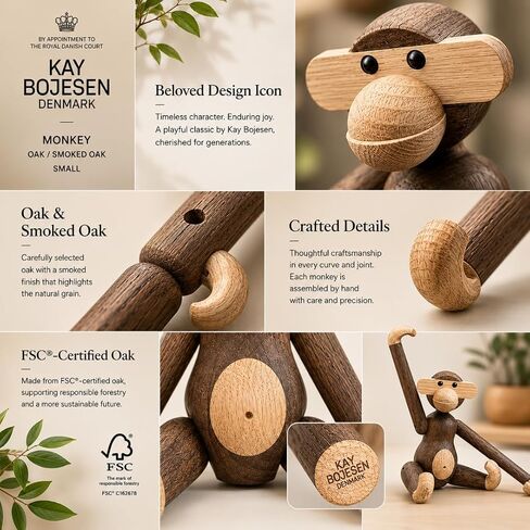 Kay Bojesen Monkey Figurine Small | FSC Smoked Oak | 7.25 in in Saudi Arabia