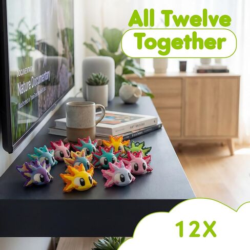 Axolotls 12 Pack, 3D Printed Collectible Salamander Figures, Matte Finish in Kuwait