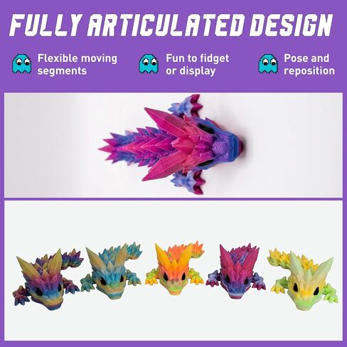 Mini Tadling Crystal Dragons Set of 5 Assorted Matte Collector Figures, Organic Fantasy Shapes in Kuwait