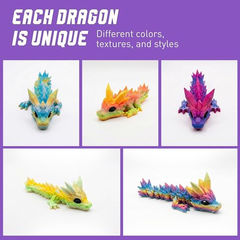 Mini Tadling Crystal Dragons Set of 5 Assorted Matte Collector Figures, Organic Fantasy Shapes in Kuwait