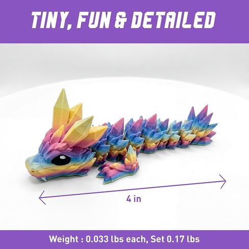 Mini Tadling Crystal Dragons Set of 5 Assorted Matte Collector Figures, Organic Fantasy Shapes in Kuwait