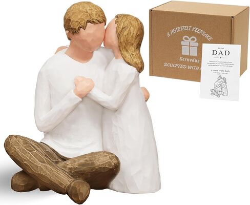 Father Daughter Figurine, for Dad from Daughter, Dad Birthday Keepsake, Father of the Bride Wedding Gift, Hand Painted Resin Statue for Shelf Desk Decor in Kuwait