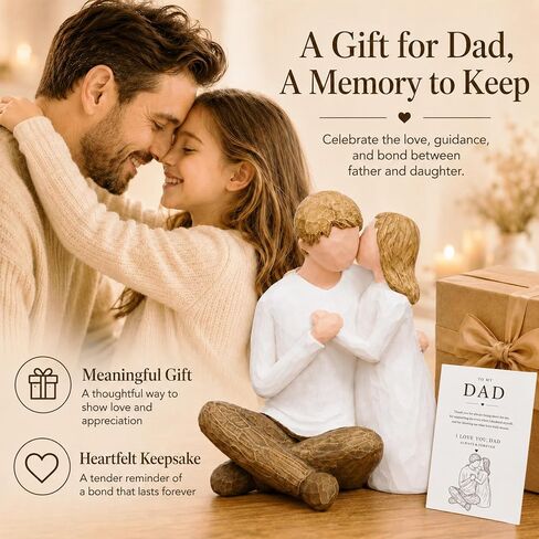 Father Daughter Figurine, for Dad from Daughter, Dad Birthday Keepsake, Father of the Bride Wedding Gift, Hand Painted Resin Statue for Shelf Desk Decor in Kuwait