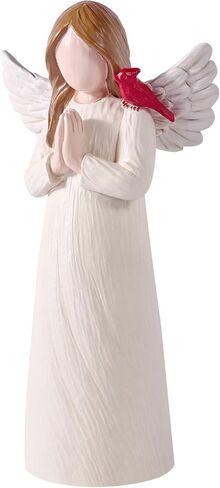 Angel Figurines for Loss of Loved Ones，Cardinal Gifts for Women, Angel with Cardinal for Loss of Mother Sister Daughter, Bereavement Comfort Keepsake,Sculpted Hand-Painted Home Decor (White) in Saudi Arabia