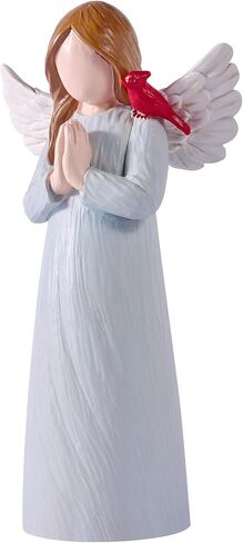 Angel Figurines for Loss of Loved Ones，Cardinal Gifts for Women, Angel with Cardinal for Loss of Mother Sister Daughter, Bereavement Comfort Keepsake,Sculpted Hand-Painted Home Decor (White) in Saudi Arabia