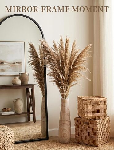 Hanobe Wooden Tall Floor Vase: 22 Inch Decorative Vases for Pampas Grass Large Vase for Boho Rustic Farmhouse Living Room Bedroom Hallway Corner Neutral Home Decor in Kuwait