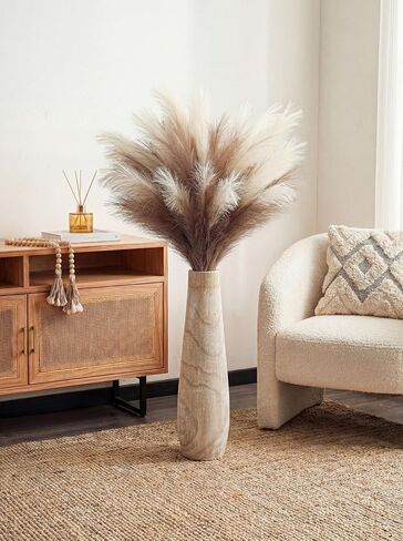 Hanobe Wooden Tall Floor Vase: 22 Inch Decorative Vases for Pampas Grass Large Vase for Boho Rustic Farmhouse Living Room Bedroom Hallway Corner Neutral Home Decor in Kuwait