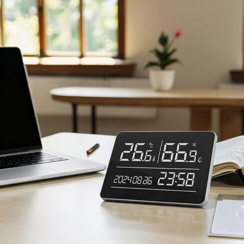 Wall Mounted Digital Electronic Clock Including Temperature Humidness Display Calendar and Easy to Use for Modern Homes Precise Temperature Humidness Monitor in Kuwait