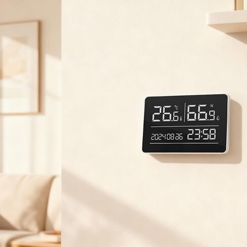 Wall Mounted Digital Electronic Clock Including Temperature Humidness Display Calendar and Easy to Use for Modern Homes Precise Temperature Humidness Monitor in Kuwait