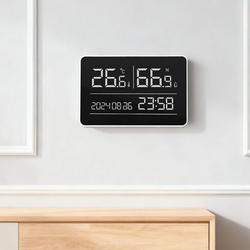 Wall Mounted Digital Electronic Clock Including Temperature Humidness Display Calendar and Easy to Use for Modern Homes Precise Temperature Humidness Monitor in Kuwait