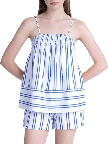 Kissonic Womens Striped 2 Piece Lounge Set Sleeveless Striped Matching Pj Set Cami Top and Shorts Pajama Set Outfits in Kuwait